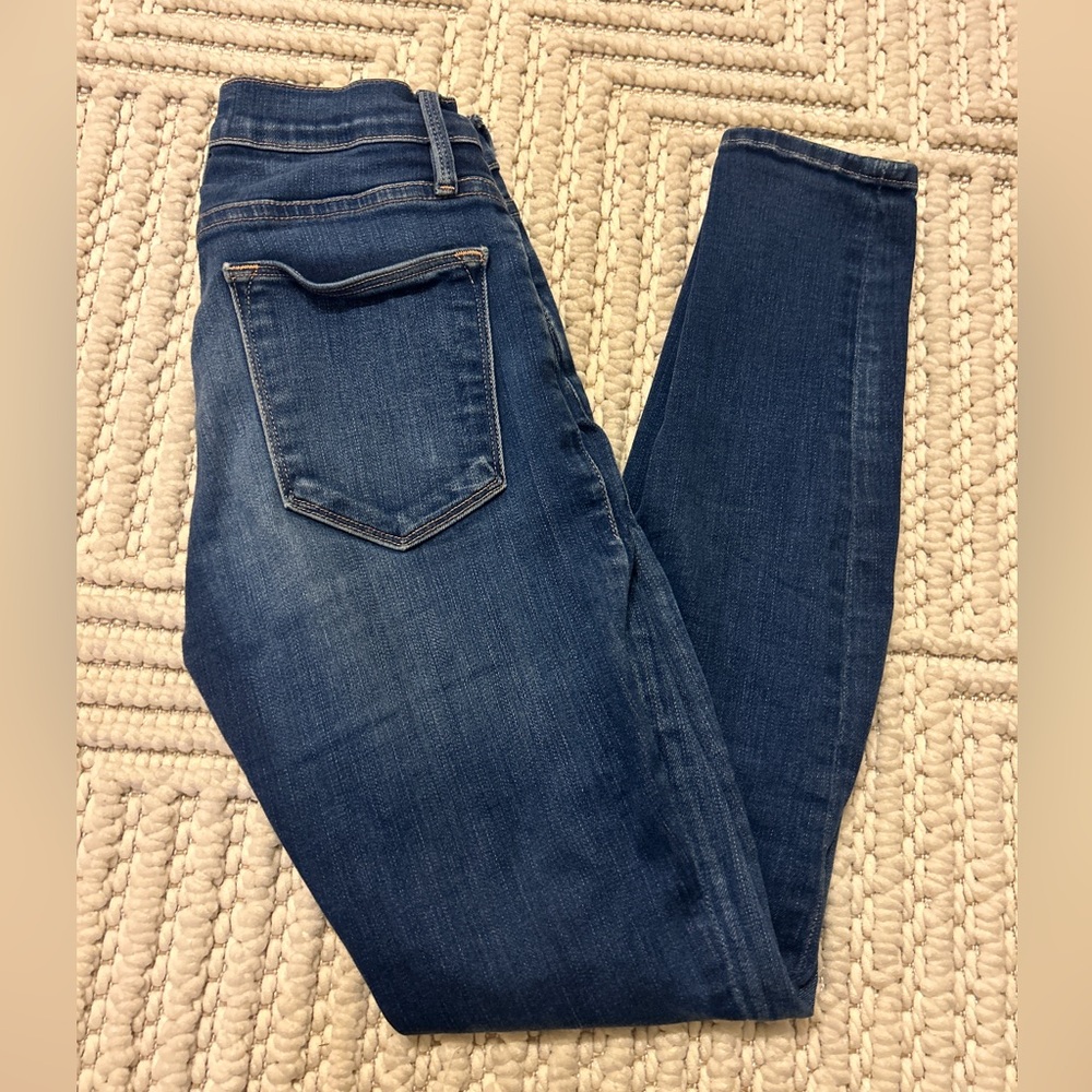 Frame Womens Le High Skinny Dark Wash High Rise Skinny Jeans Blue Size 25